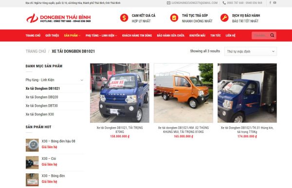 Theme wordpress flatsome bán xe tải