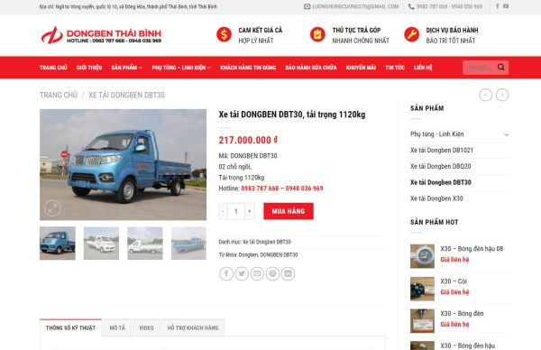 Theme wordpress flatsome bán xe tải