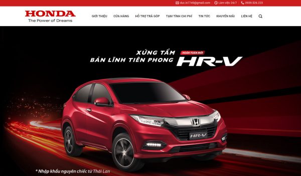 Theme wordpress bán xe honda