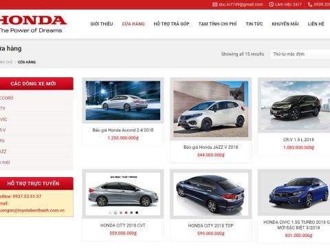 Theme wordpress bán xe honda