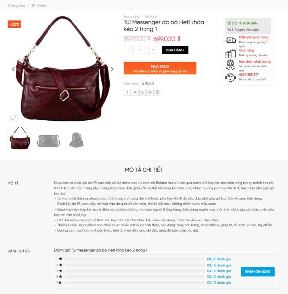 Theme WordPress bán túi xách