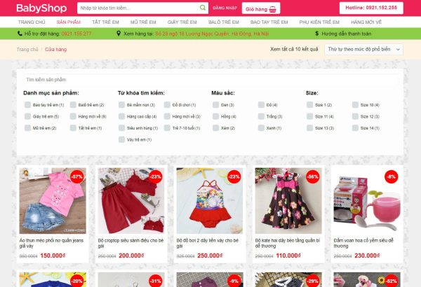 Theme wordpress bán quần áo trẻ em