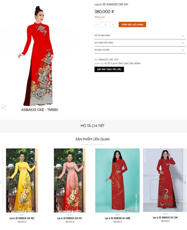 Theme wordpress bán áo dài