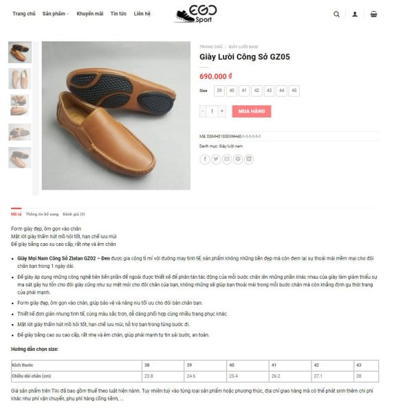 Theme wordpress bán giày nam