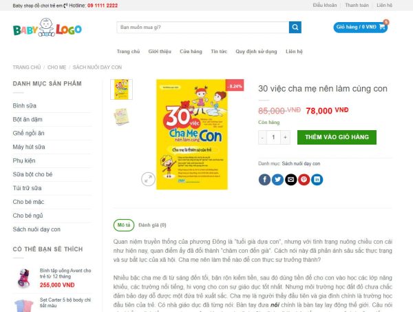 Theme WordPress mẹ và bé